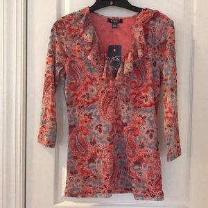 NWT CHAPS PAISLEY TOP w/cross the front. Medium.